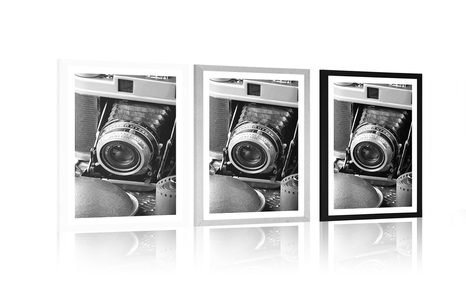 AFFICHE – ANCIEN APPAREIL PHOTO EN NOIR ET BLANC - NOIR ET BLANC - AFFICHES