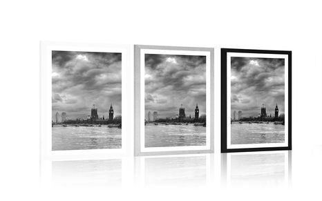 POSTER WITH MOUNT UNIQUE LONDON IN BLACK AND WHITE - BLACK AND WHITE - POSTERS