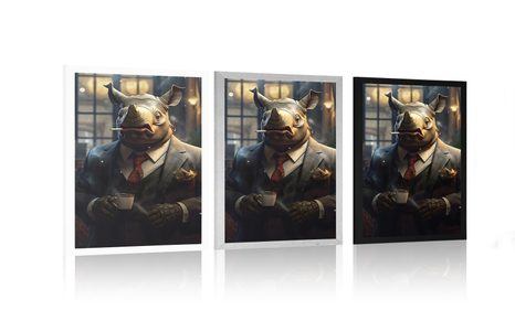 PLAKAT Z NOSOROŻCEM GANGSTERSKIM - ZWIERZĘCY GANGSTERZY - PLAKATY