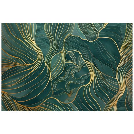 TAPET AUTOADEZIV LINII AURII PE TEXTURĂ SMARALD - TAPET ABSTRACT - TAPETURI