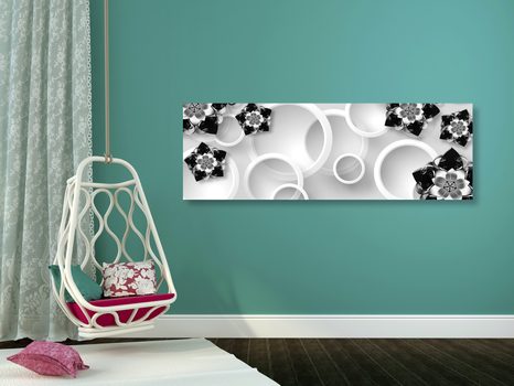 WANDBILD BLUMEN-SCHMUCK IN SCHWARZ-WEISS - SCHWARZ-WEISSE BILDER - BILDER