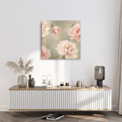 CANVASTAVLA ROMANTISKA PIONBLOMMOR - BLOMTAVLOR - TAVLOR