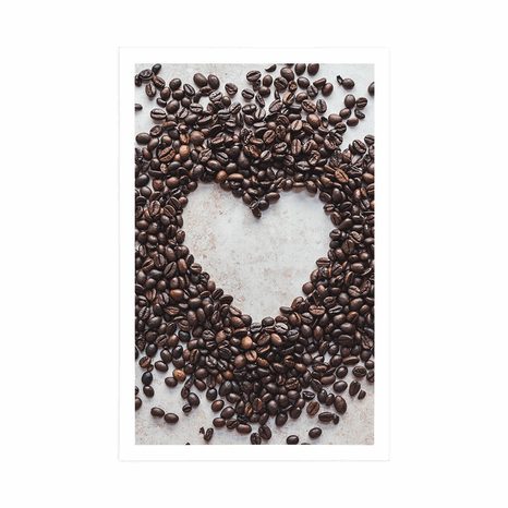 PLAKÁT SRDCE Z KÁVOVÝCH ZRN - S KUCHYŇSKÝM MOTIVEM - PLAKÁTY