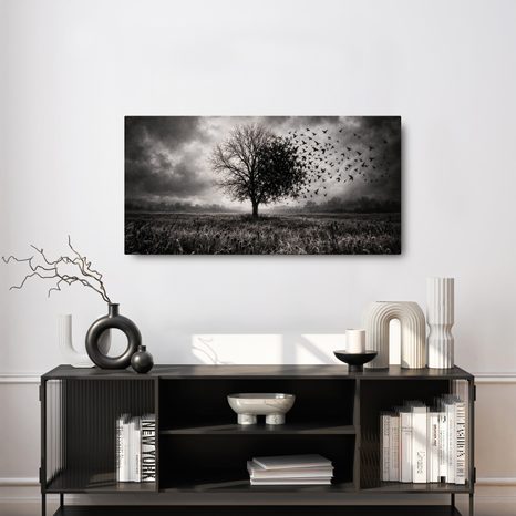 QUADRO SU TELA – ALBERO DELLA VITA IN PAESAGGIO OSCURO - QUADRI HALLOWEEN E HORROR - STAMPE E QUADRI