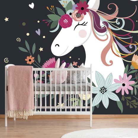 CARTA DA PARATI – UNICORNO CARINO - CARTA DA PARATI BAMBINI - CARTA DA PARATI