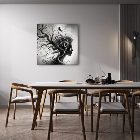 WANDBILD FANTASIEVOLLE FRAU UND BAUM DES LEBENS - BILDER BÄUME DES LEBENS - BILDER