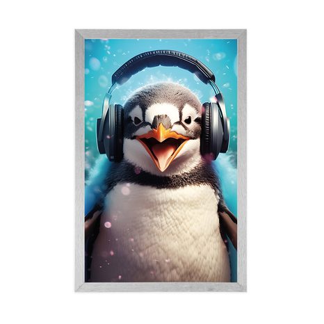 POSZTER FEJHALLGATÓS PINGVIN. - PARTI ÁLLATOK FÜLHALLGATÓVAL - POSZTEREK