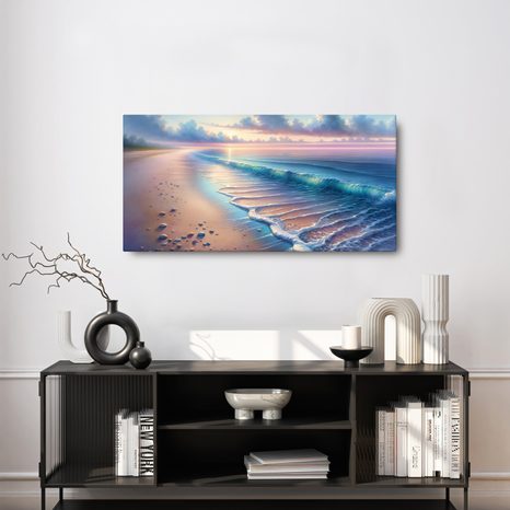 OBRAZ PASTELOVÁ PLÁŽ PŘI SVÍTÁNÍ - OBRAZY MOŘE A PLÁŽ - OBRAZY