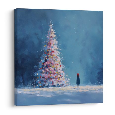 WANDBILD WINTERMÄRCHEN MIT WEIHNACHTSBAUM - WEIHNACHTS- UND WINTERBILDER - BILDER