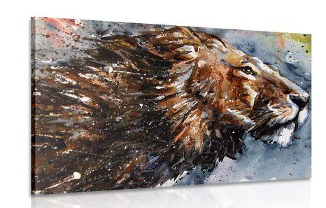 TABLEAU SUR TOILE – ROI DES ANIMAUX EN AQUARELLE - IMAGES D'ANIMAUX - TABLEAUX