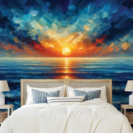 SAMOLEPÍCÍ FOTOTAPETA DRAMATICKÝ ZÁPAD SLUNCE NAD OCEÁNEM - TAPETY VÝCHOD A ZÁPAD SLUNCE - TAPETY