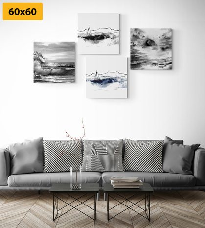 BILDER-SET MEER ALS ÖLGEMÄLDE-IMITATION - BILDERSETS - BILDER