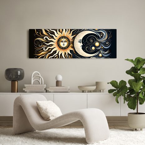 OBRAZ SLNEČNÝ A MESAČNÝ SYMBOL - OBRAZY MESIAC - OBRAZY