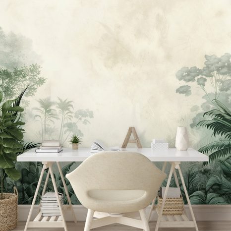 TAPET AUTOADEZIV JUNGLĂ VERDE ÎN CEAȚĂ - TAPET JUNGLĂ - TAPETURI