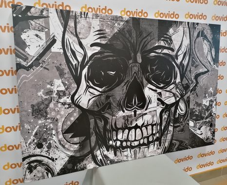 WANDBILD SCHÄDEL IN SCHWARZ-WEISS - SCHWARZ-WEISSE BILDER - BILDER