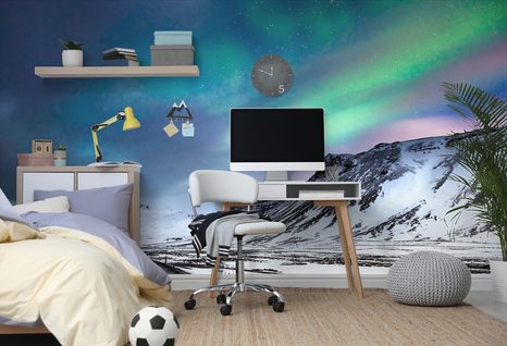 FOTOTAPETE POLARLICHT IN NORWEGEN - UNIVERSUM- UND STERNE-TAPETEN - TAPETEN