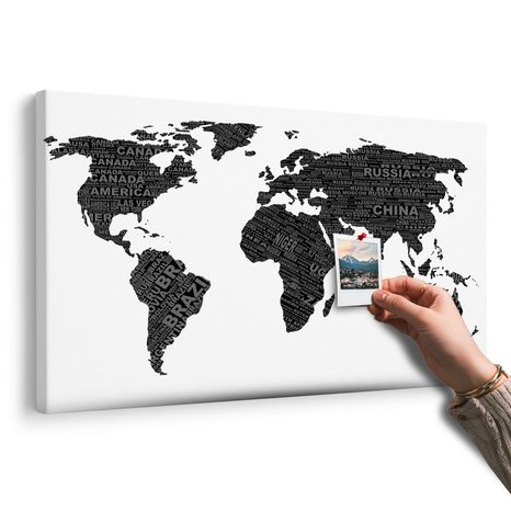 PARAFA KÉP FEKETE FEHÉR VILÁG TÉRKÉP - PARAFA KÉPEK - KÉPEK