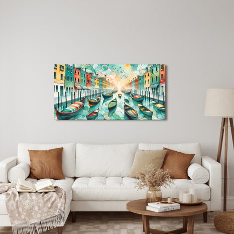 WANDBILD VENEZIANISCHER KANAL VOLLER LEBEN UND FARBE - BILDER VON STÄDTEN - BILDER