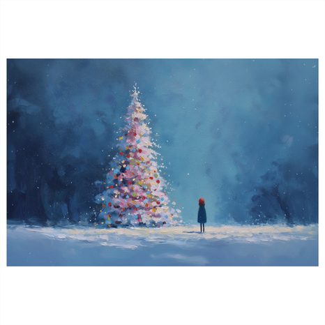 WANDBILD WEIHNACHTSBAUM UND EINSAMER WANDERER - WEIHNACHTS- UND WINTERBILDER - BILDER