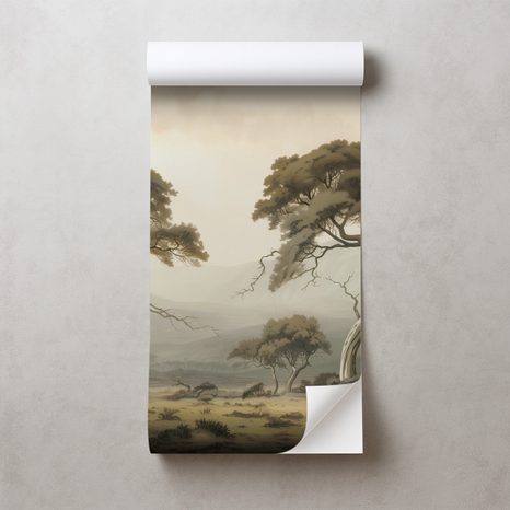TAPET AUTOADEZIV PEISAJ LINIȘTIT CU COPACI MAIESTUOȘI - TAPET COPACI - TAPETURI