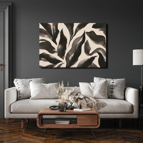 TABLEAU SUR TOILE – LIGNES ORGANIQUES NOIRES - IMAGES FORMES ABSTRAITES - TABLEAUX