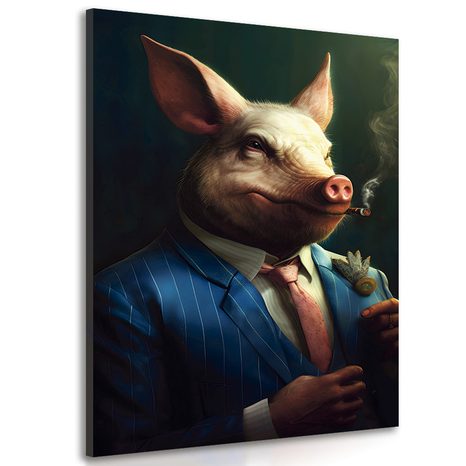 IMPRESSION SUR TOILE ANIMAL GANGSTER COCHON - IMPRESSIONS SUR TOILE ANIMAL GANGSTERS - IMPRESSION SUR TOILE