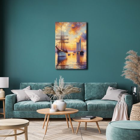 WANDBILD SEGELBOOT IN DER DÄMMERUNG - BILDER MEER UND STRAND - BILDER