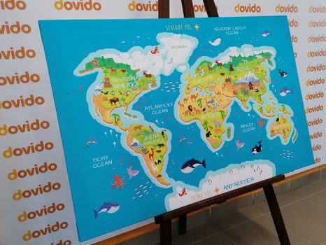 OBRAZ DETSKÁ MAPA SO SLOVENSKÝMI NÁZVAMI - OBRAZY MAPY - OBRAZY