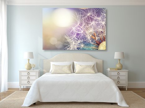 STAMPA SU TELA – VISTA DETTAGLIATA DEL DENTE DI LEONE - QUADRI DI FIORI - STAMPE E QUADRI