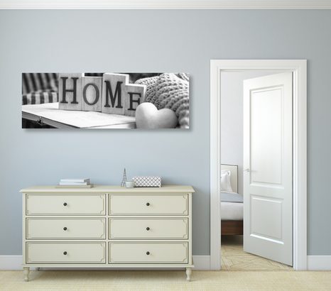 TABLOU CU INSCRIPȚIE HOME ȘI NATURA MOARTĂ ÎN DESIGN ALB-NGRU - TABLOURI ALB-NEGRU - TABLOURI