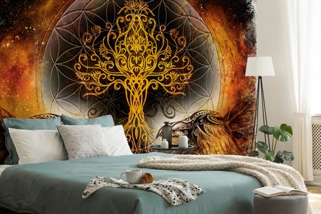 TAPETE RABEN UND BAUM DES LEBENS - TAPETEN MIT FENG SHUI-MOTIVEN - TAPETEN