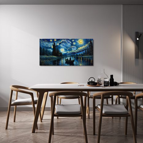 OBRAZ HVĚZDNÁ NOC U ŘEKY - OBRAZY PŘÍRODY A KRAJINY - OBRAZY