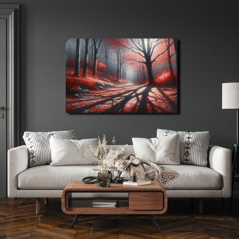 OBRAZ CESTA RUDÝM LESEM - OBRAZY LES - OBRAZY