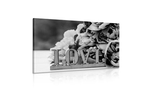 TABLOU BUJORI CU INSCRIPȚIE LOVE ÎN DESIGN ALB-NEGRU - TABLOURI ALB-NEGRU - TABLOURI