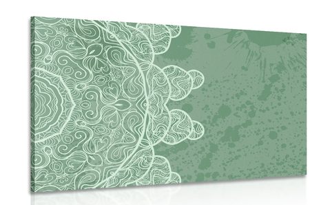 PICTURE GREEN ARABESQUE ON AN ABSTRACT BACKGROUND