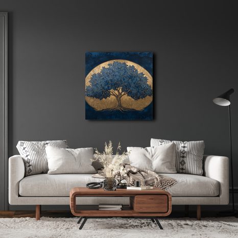 OBRAZ ZLATÝ STROM ŽIVOTA V MODRÉM PROSTORU - OBRAZY STROMY ŽIVOTA - OBRAZY