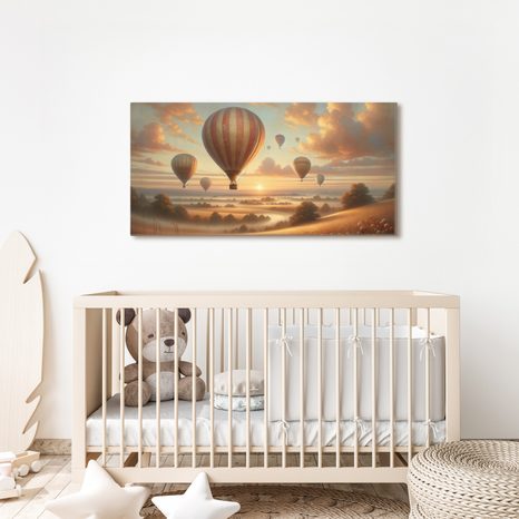 OBRAZ ZÁPAD SLUNCE S BALONY - OBRAZY POLE A LOUKY - OBRAZY