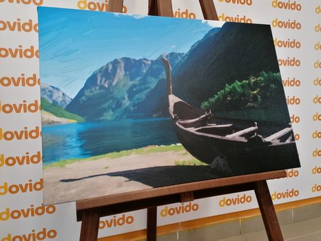 WANDBILD HÖLZERNES WIKINGERSCHIFF - BILDER VON NATUR UND LANDSCHAFT - BILDER