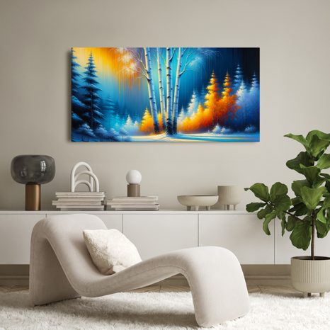 WANDBILD BIRKEN IM WINTERWALD - BILDER WALD - BILDER