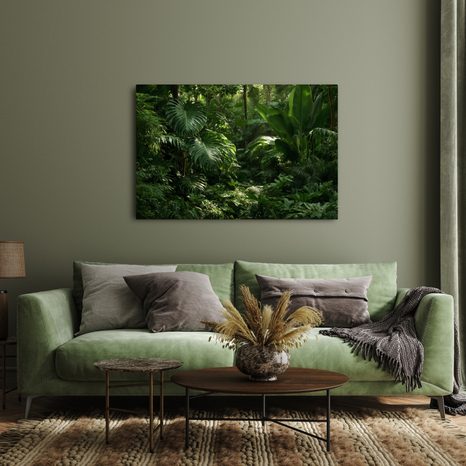 TABLEAU SUR TOILE – JUNGLE TROPICALE VERDOYANTE - TABLEAUX ARBRES ET FEUILLES - TABLEAUX