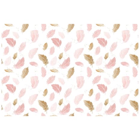 SAMOLEPÍCÍ TAPETA RŮŽOVO-ZLATÉ JEMNÉ PEŘÍČKA - VZOROVANÉ TAPETY - TAPETY