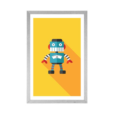 POSTER MIT PASSEPARTOUT FRÖHLICHER ROBOTER - ROBOTER - POSTER