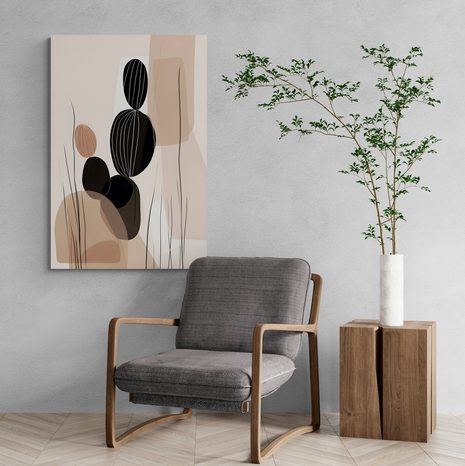 WANDBILD ABSTRAKTE BOTANISCHE FORMEN KAKTUS - WANDBILDER ABSTRAKTE FORMEN - BILDER