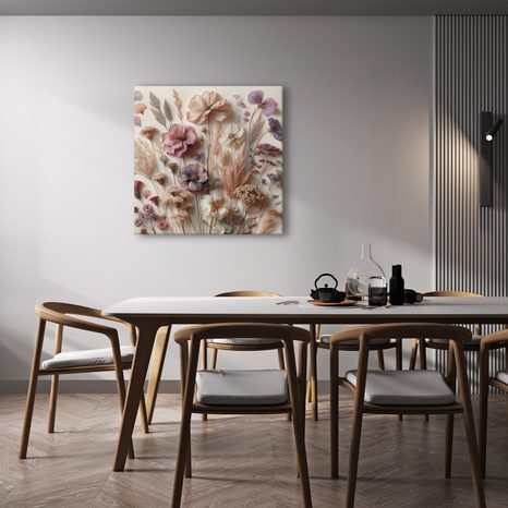 WANDBILD GETROCKNETE BLUMEN IN BEIGETÖNEN - BILDER BLUMEN - BILDER