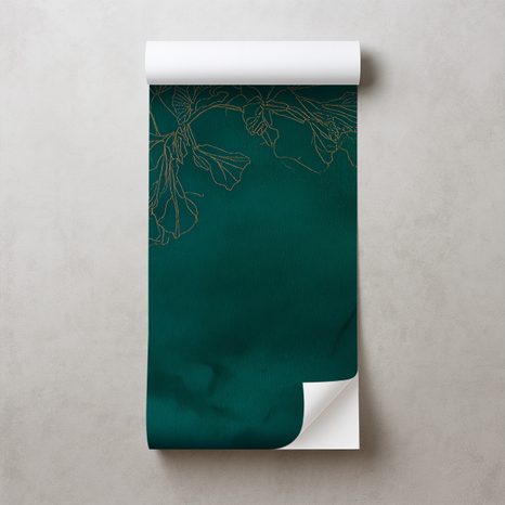 SAMOLEPIACA TAPETA ZLATÉ KVETY NA SMARAGDOVO ZELENEJ - TAPETY KVETY - TAPETY