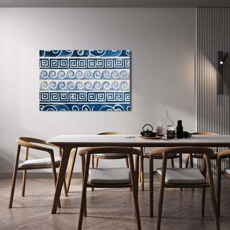TABLEAU SUR TOILE – MOTIFS GRECS BLEUS À L’AQUARELLE - TABLEAUX PAR THÈME - TABLEAUX