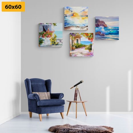 SET DI QUADRI – TOCCO DI MARE IN IMITAZIONE DI PITTURA A OLIO - COLLEZIONI DI QUADRI - STAMPE E QUADRI