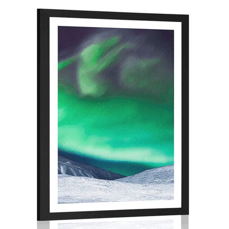 AFFICHE AVEC MONTURE LE NORTHERN LIGHTS DANS LE CIEL - NATURE - AFFICHES