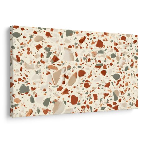 CANVASTAVLA MJUK TERRAZZO MED MOSAIK - TAVLOR MED ABSTRAKTA FORMER - TAVLOR