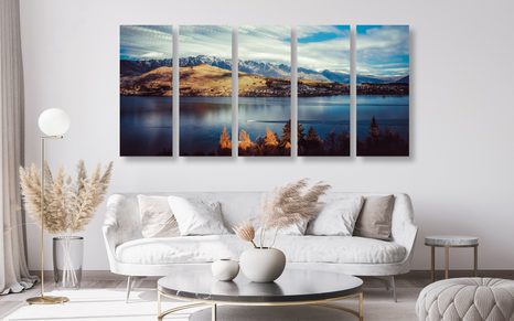 5-DIELNY OBRAZ ZAPADAJÚCE SLNKO NAD JAZEROM - OBRAZY PRÍRODY A KRAJINY - OBRAZY